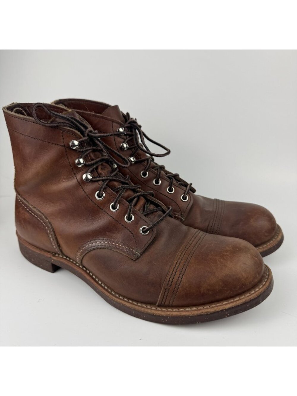 Vintage Red Wing Iron Ranger 8111 Amber Harness Leather Boots Cork Men Size 10 D